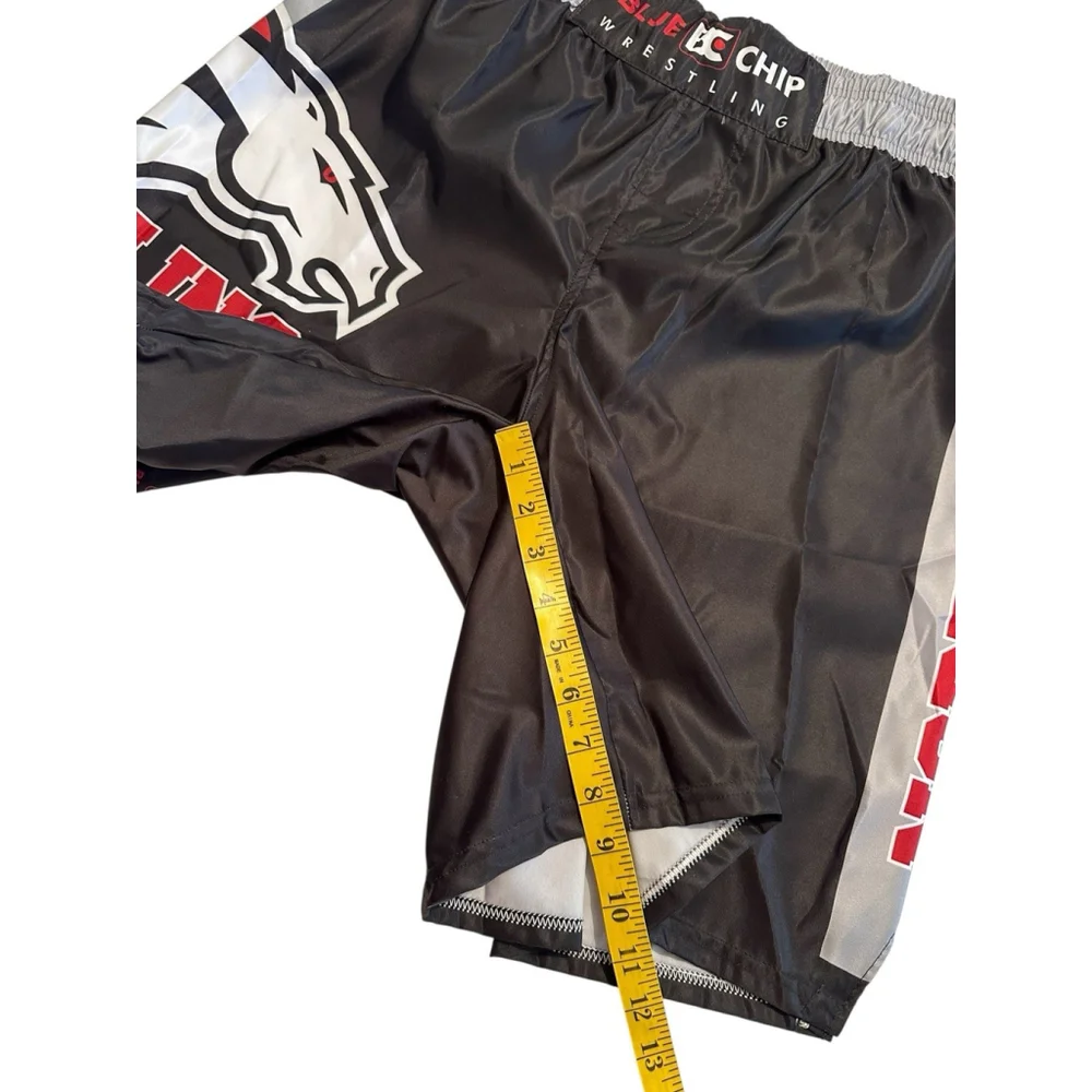 Wrestling Shorts With Drawstring Boys Large Black Polyester Bronco Horse
